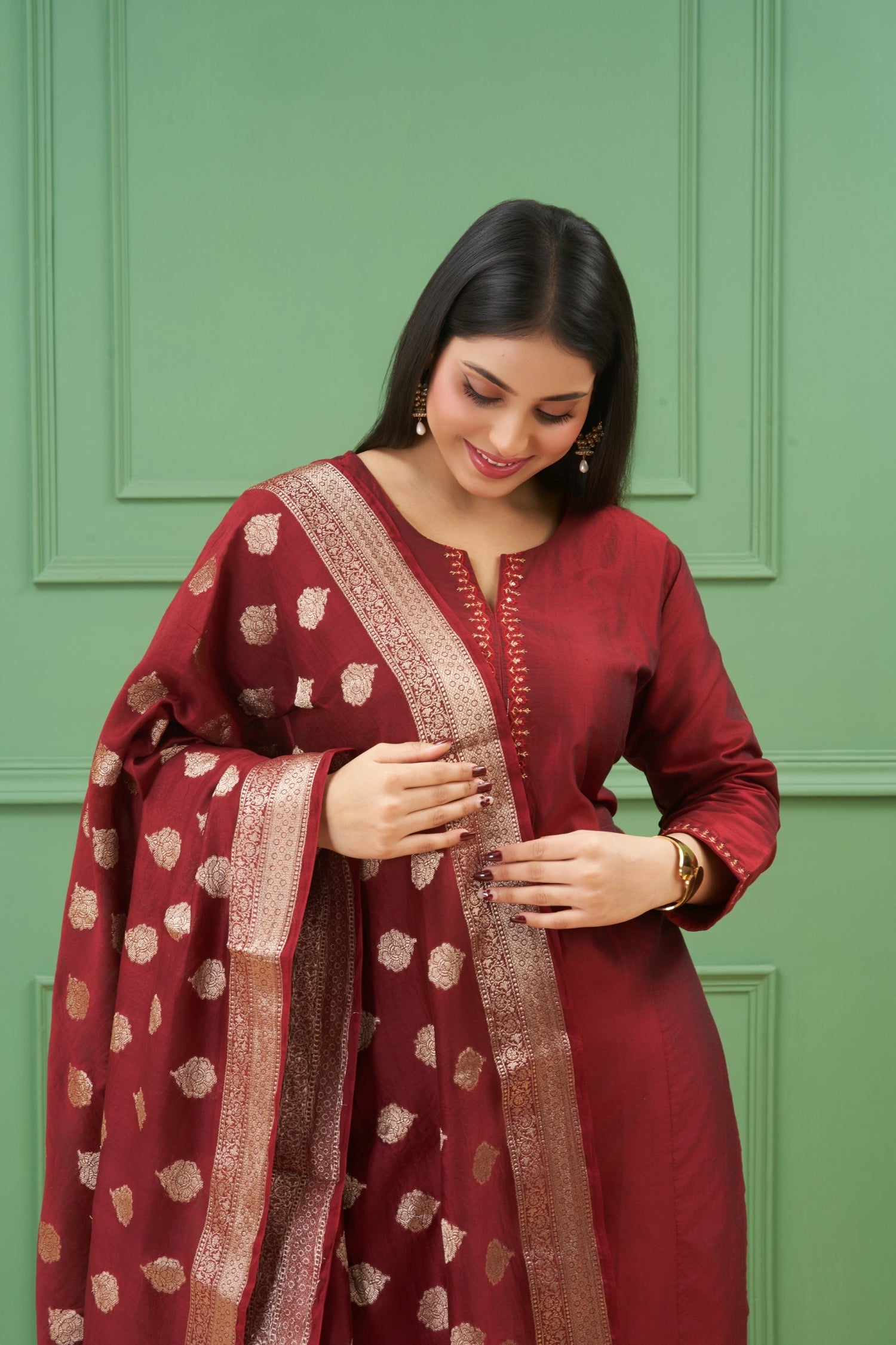 Noor Maroon Kurta Set