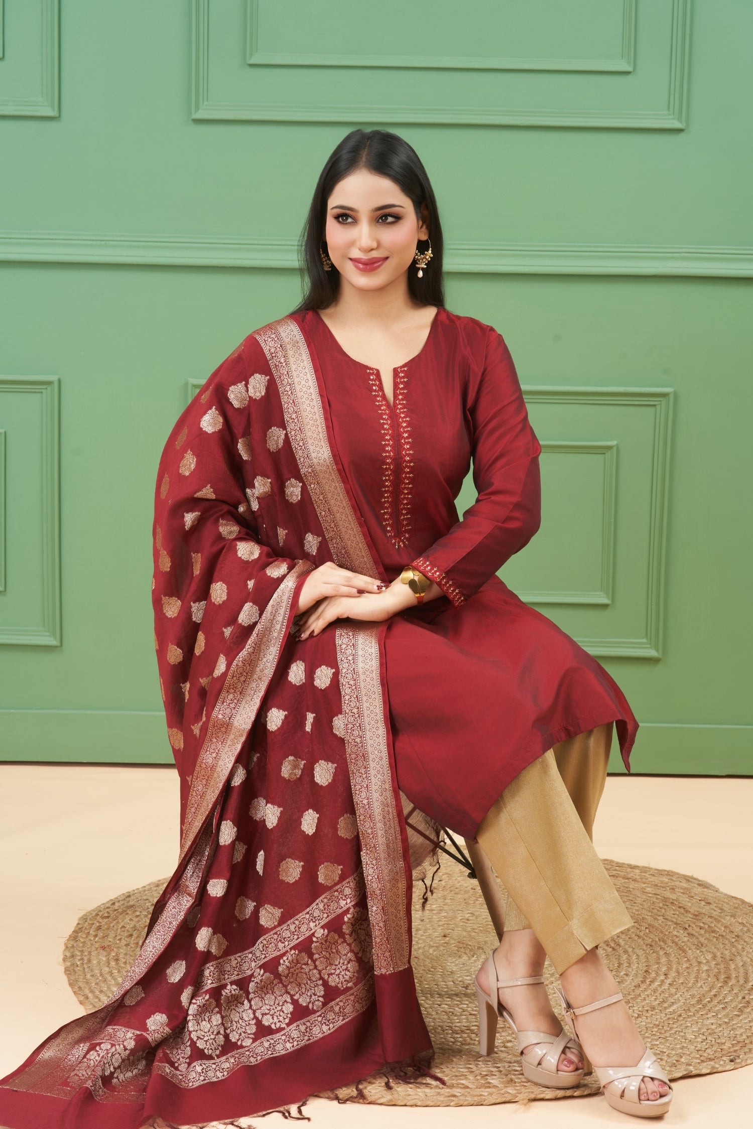 Noor Maroon Kurta Set