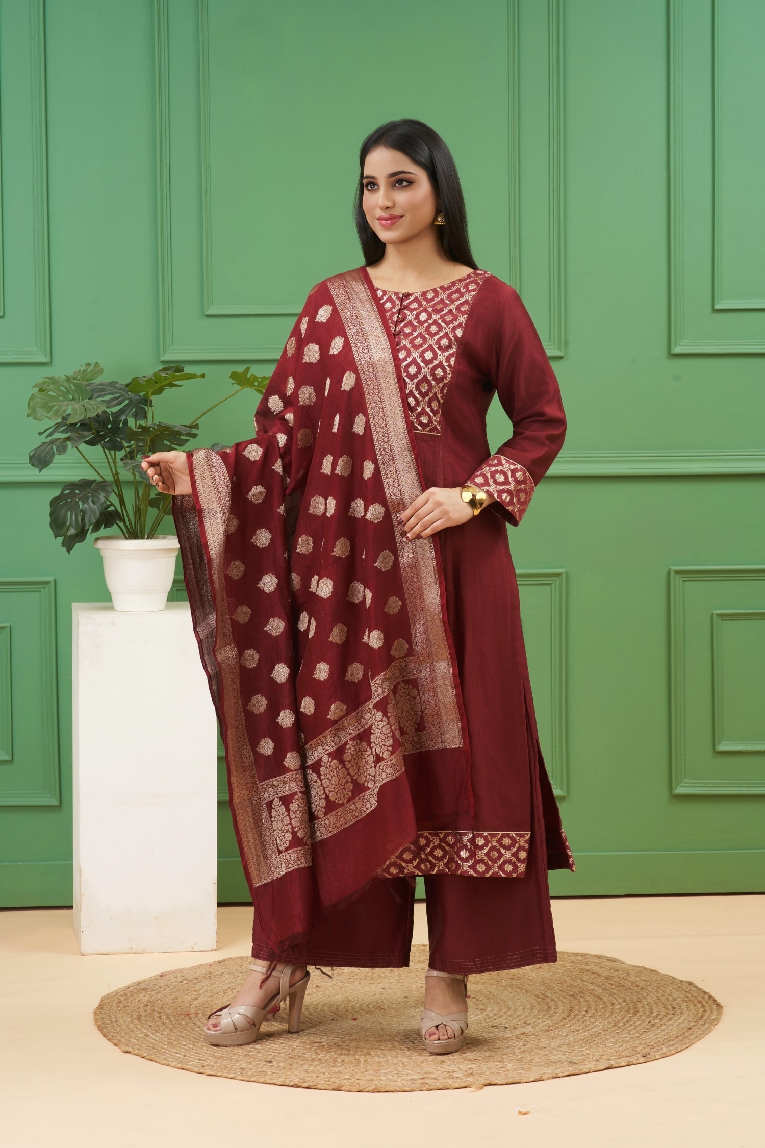 Dark Maroon Kurta Set