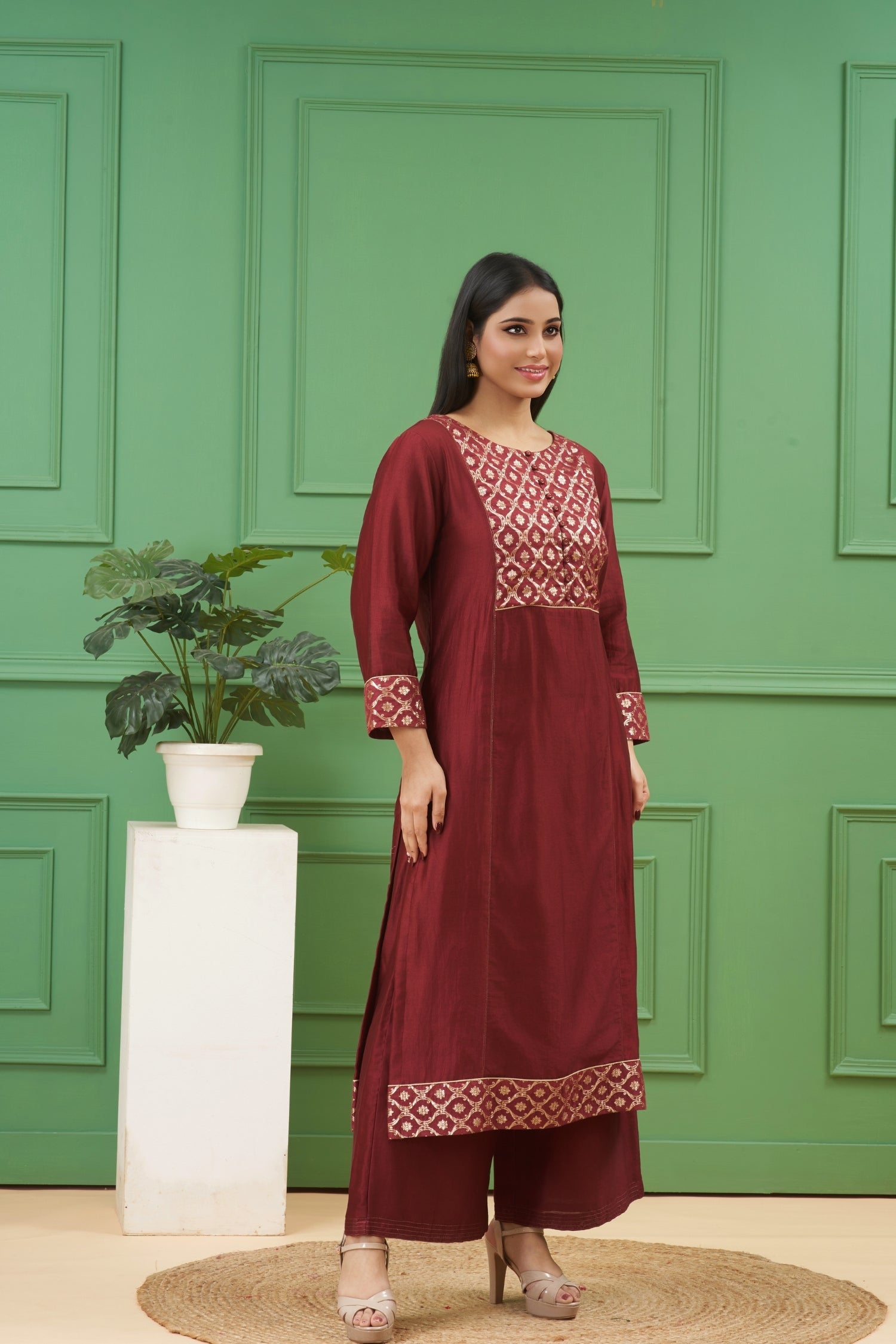 Dark Maroon Kurta Set