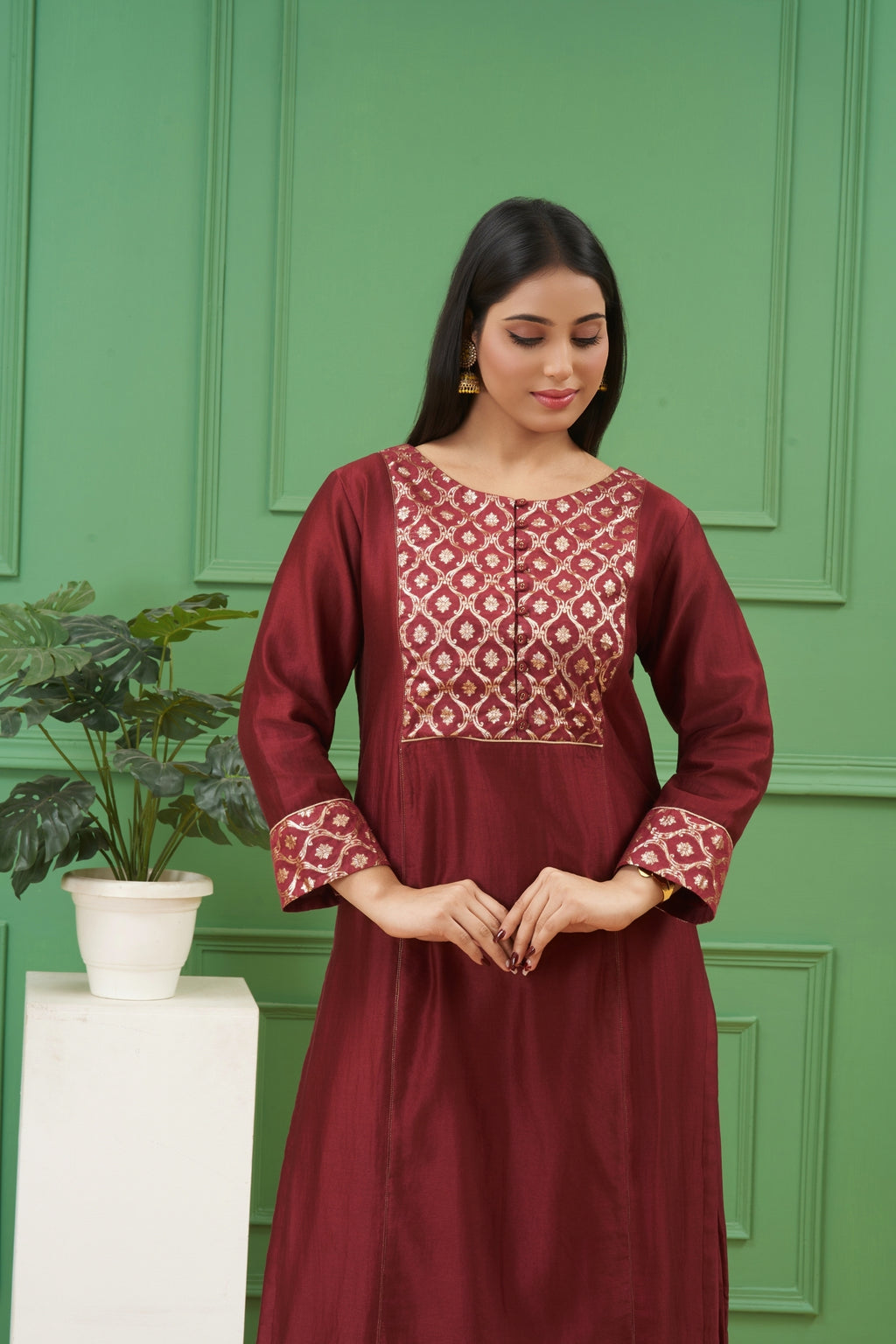 Dark Maroon Kurta Set
