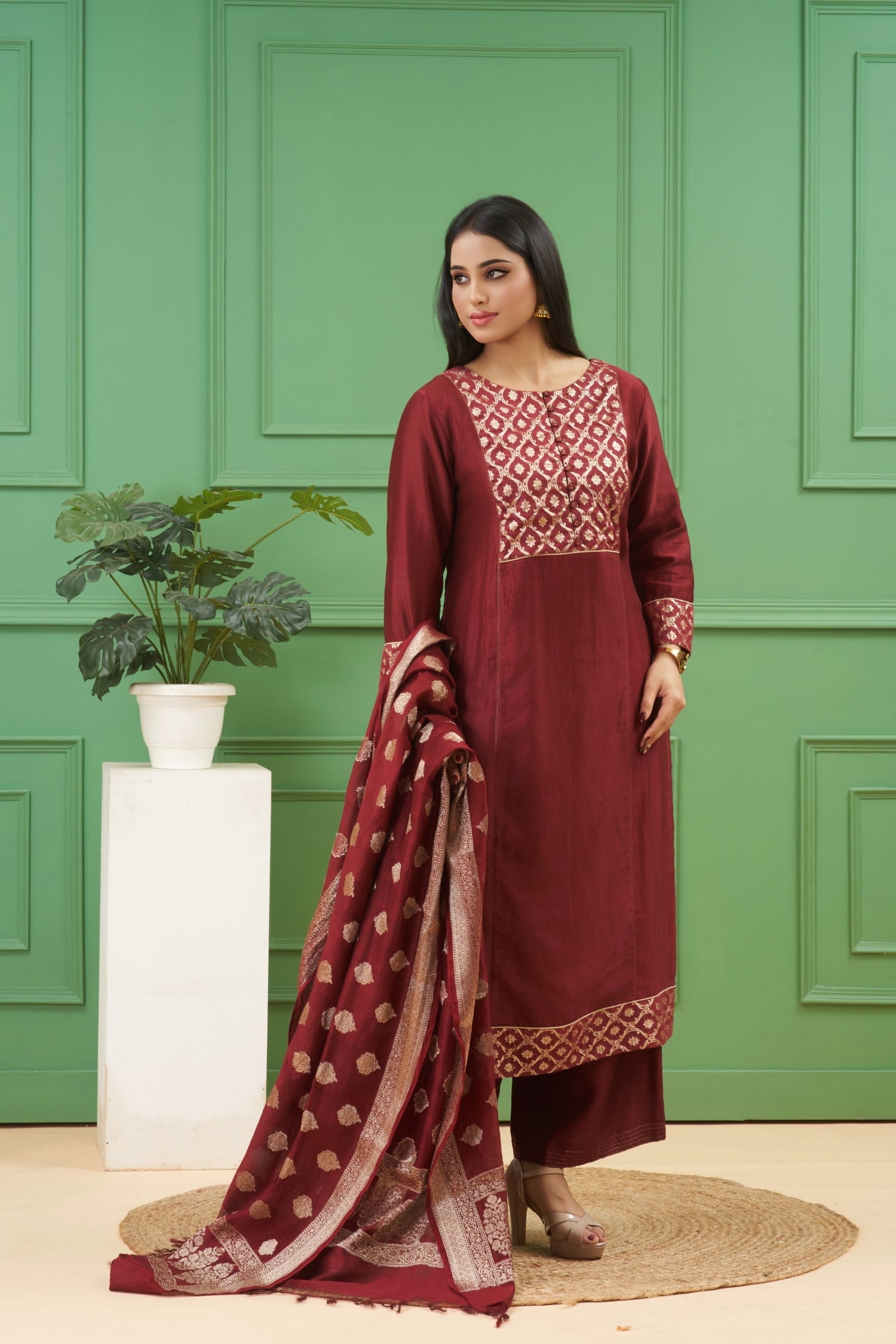 Dark Maroon Kurta Set