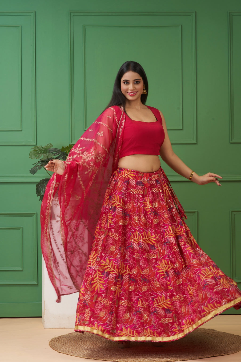 Magenta Lehenga Set