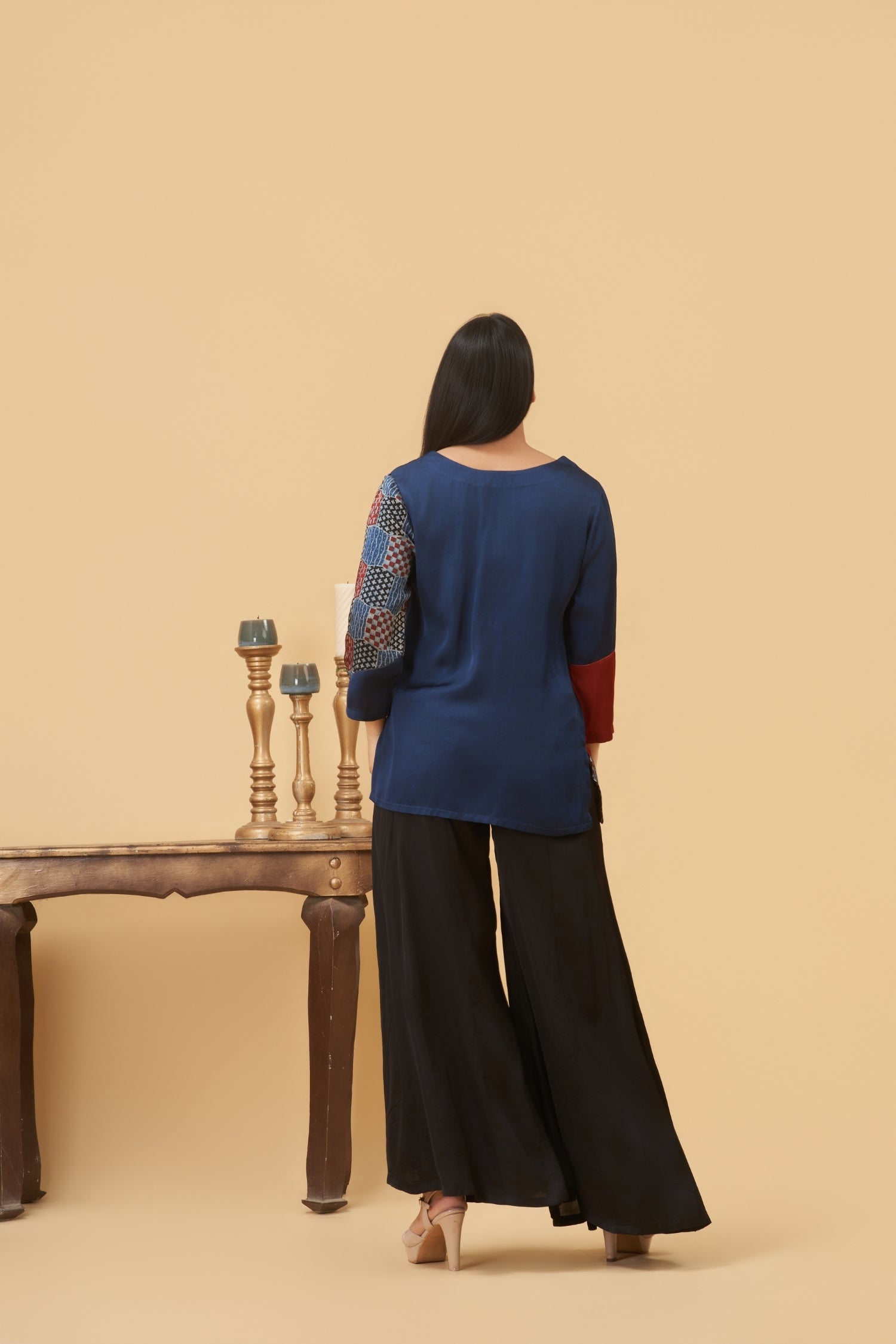 Aira V-Neck Ajrakh Top