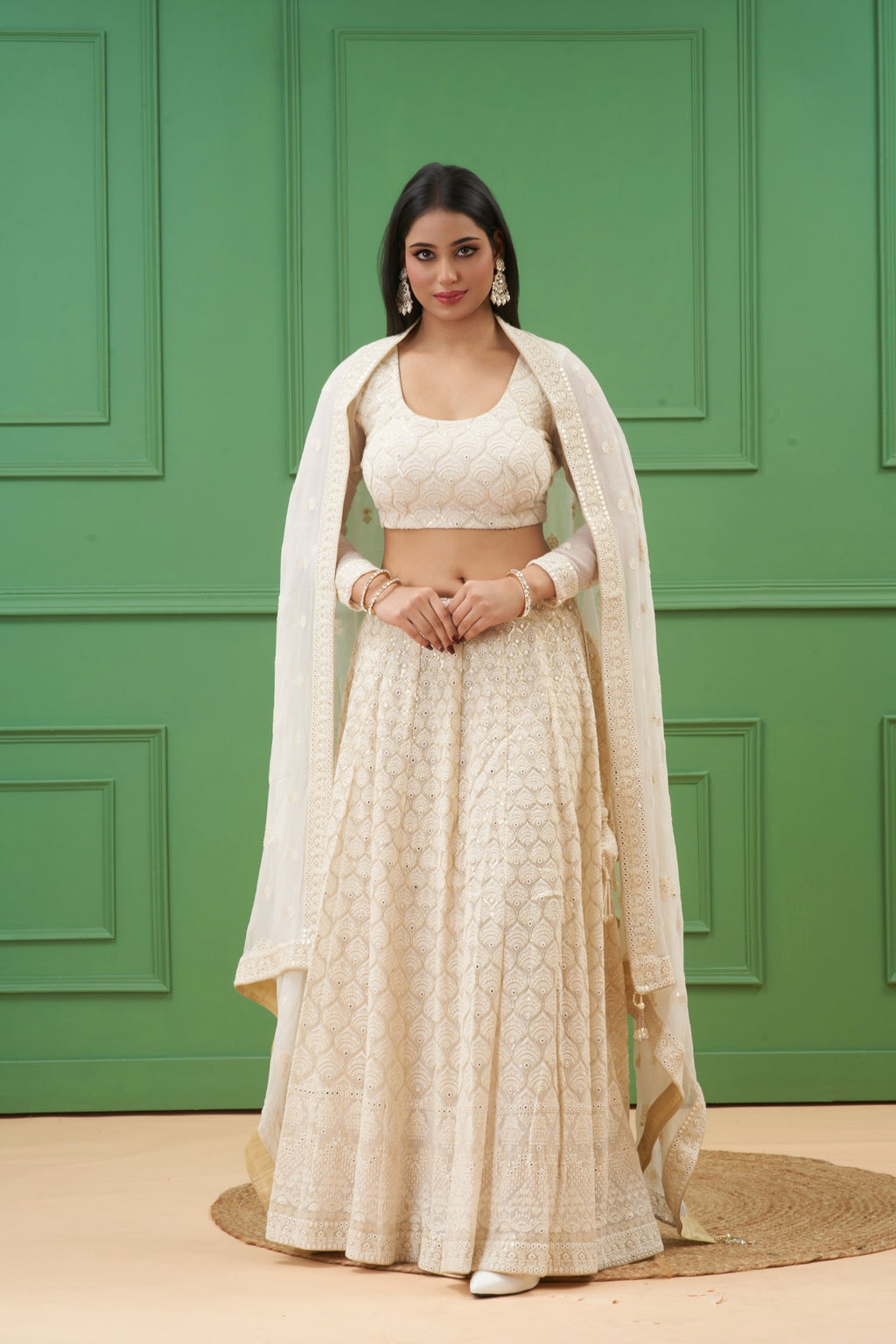 Off-White Lehenga Set