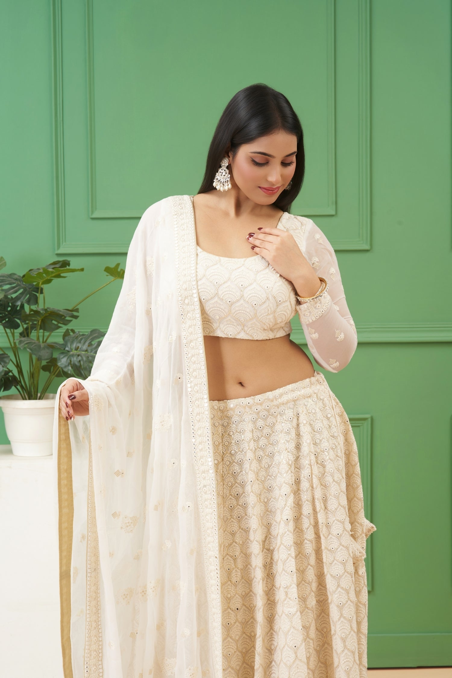 Off-White Lehenga Set