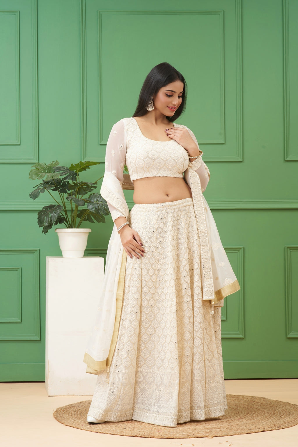 Off-White Lehenga Set