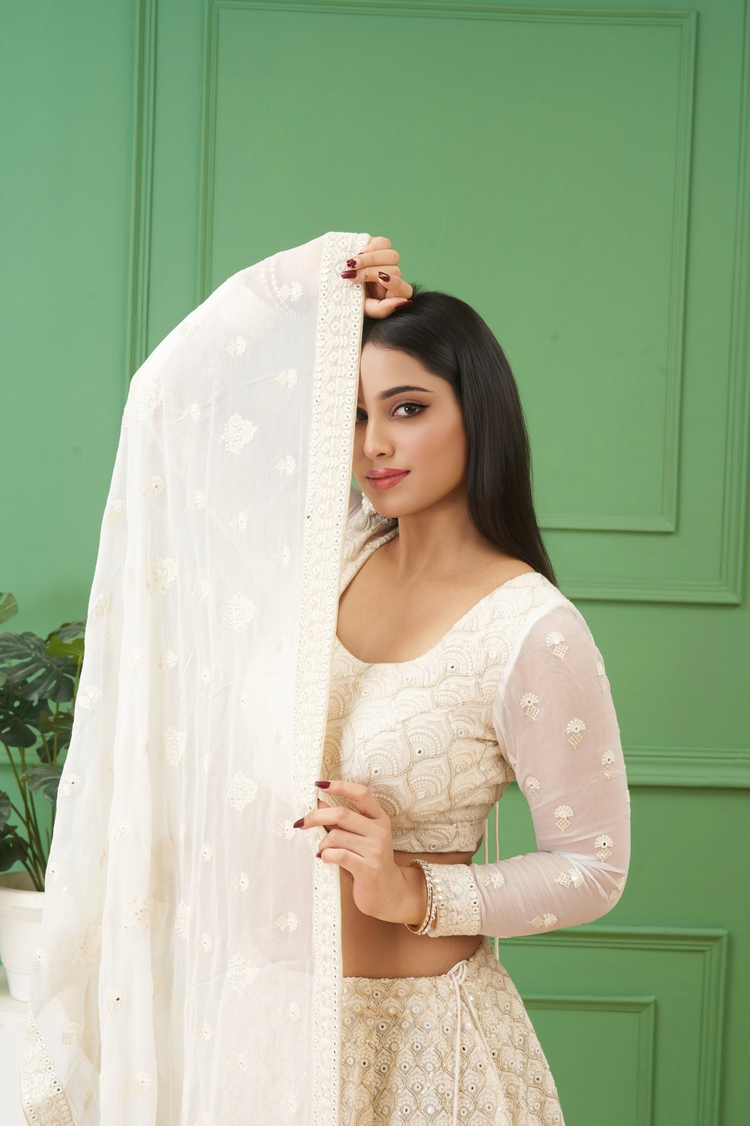 Off-White Lehenga Set