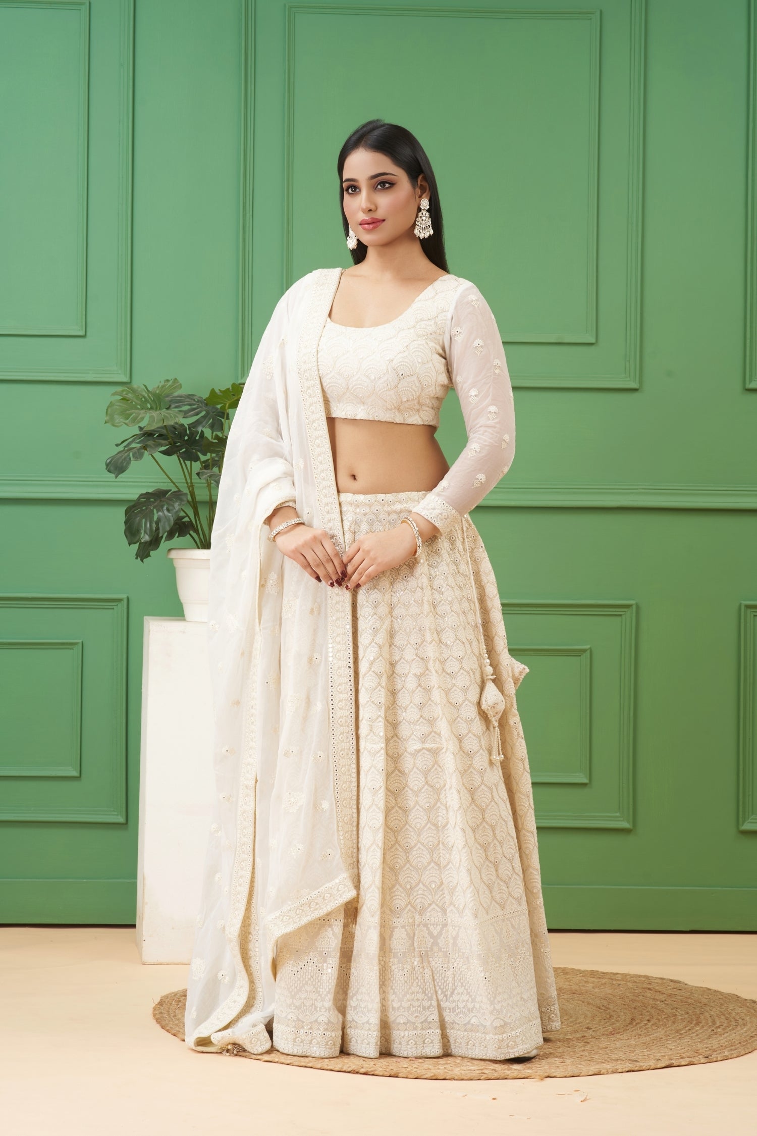 Off-White Lehenga Set
