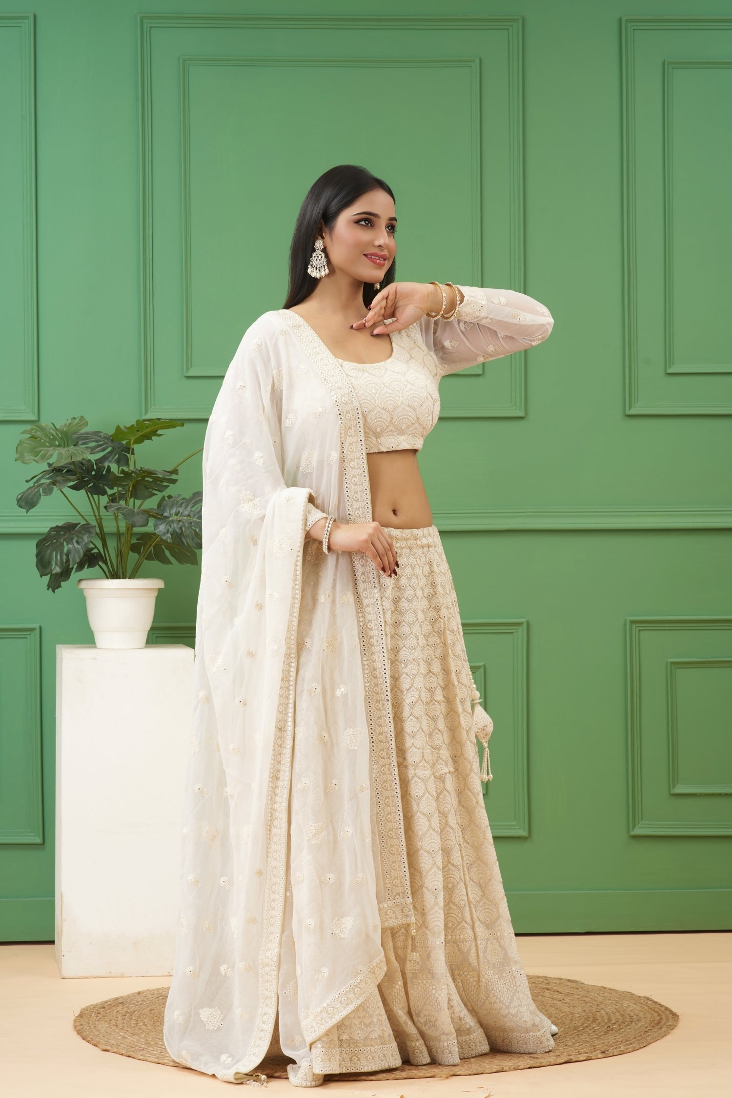 Off-White Lehenga Set