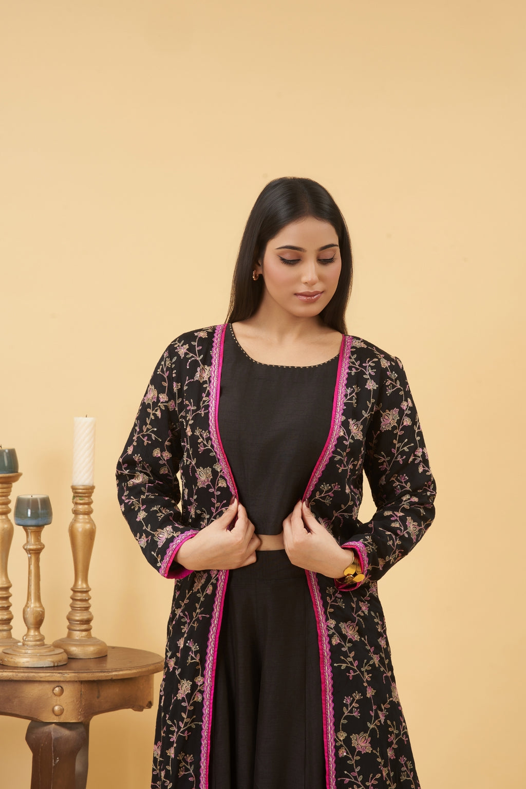 Black Jacket Palazzo Set