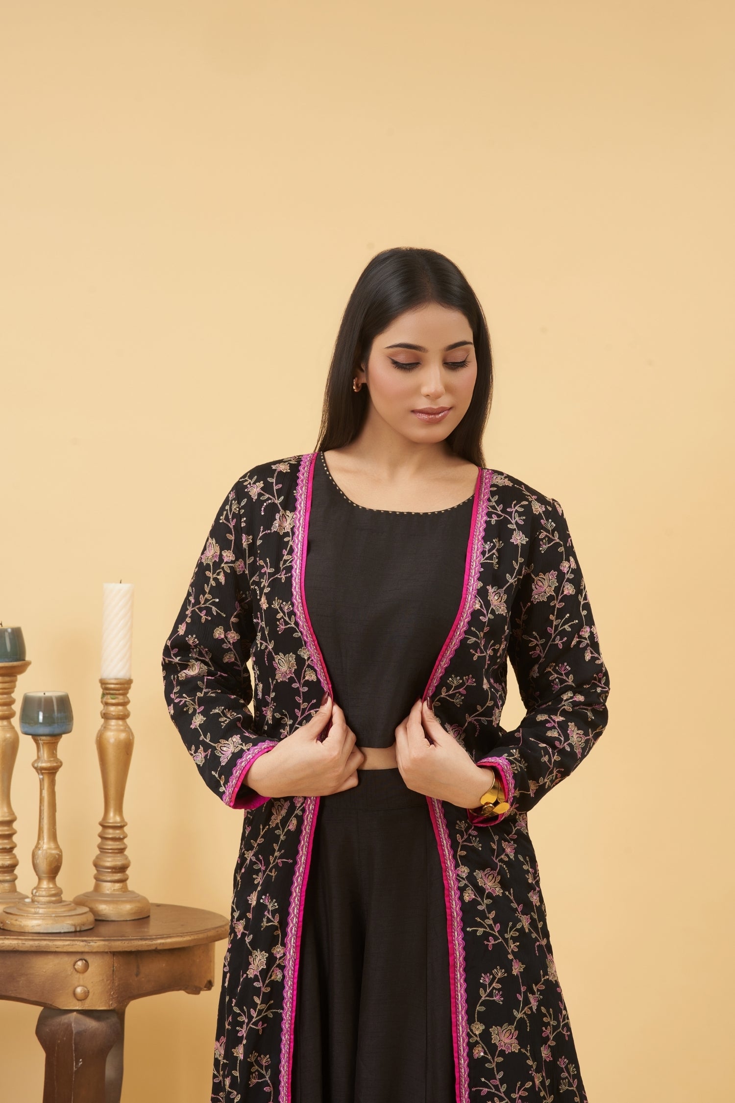 Black Jacket Palazzo Set
