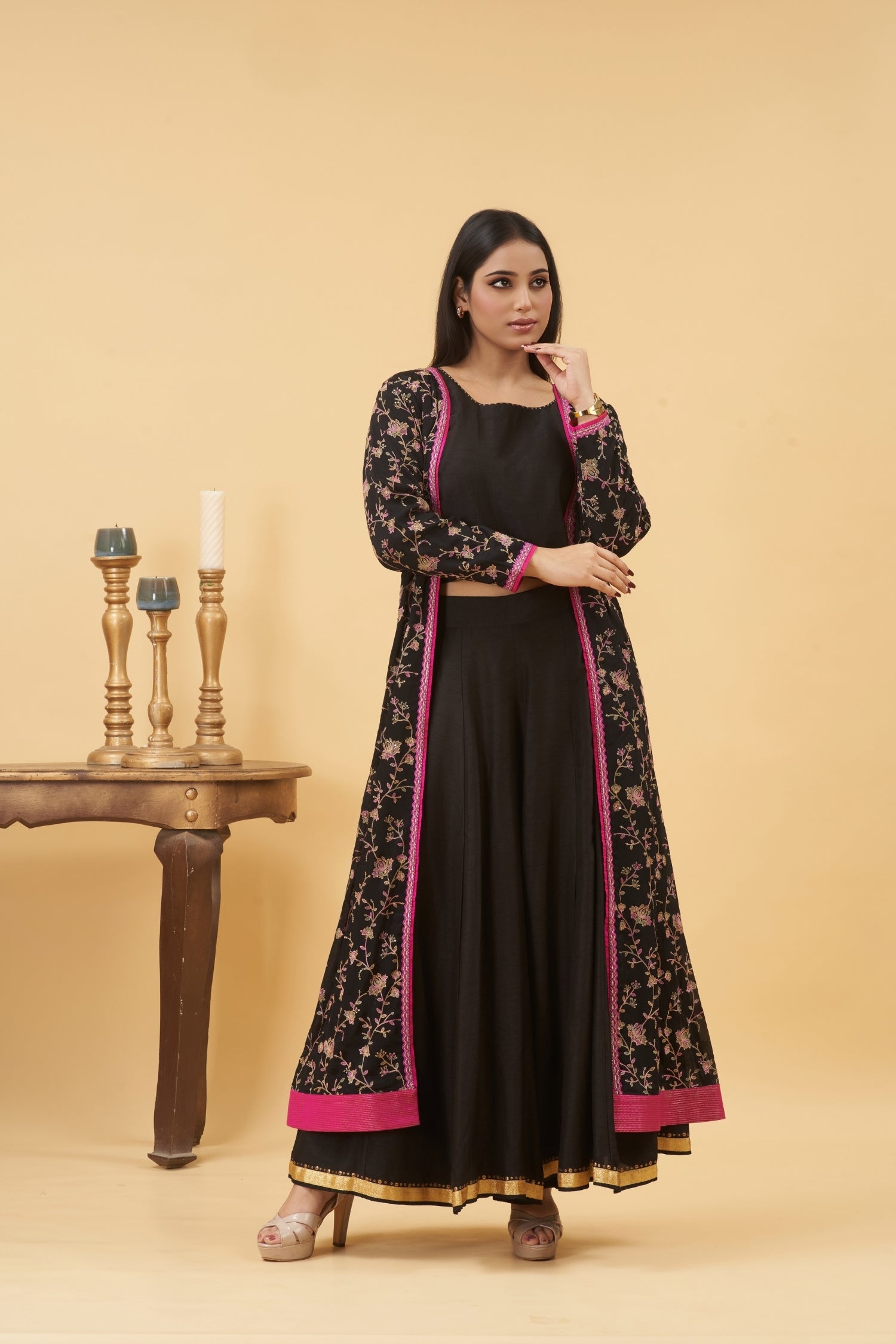 Black Jacket Palazzo Set