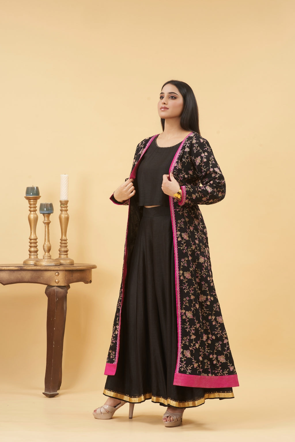 Black Jacket Palazzo Set