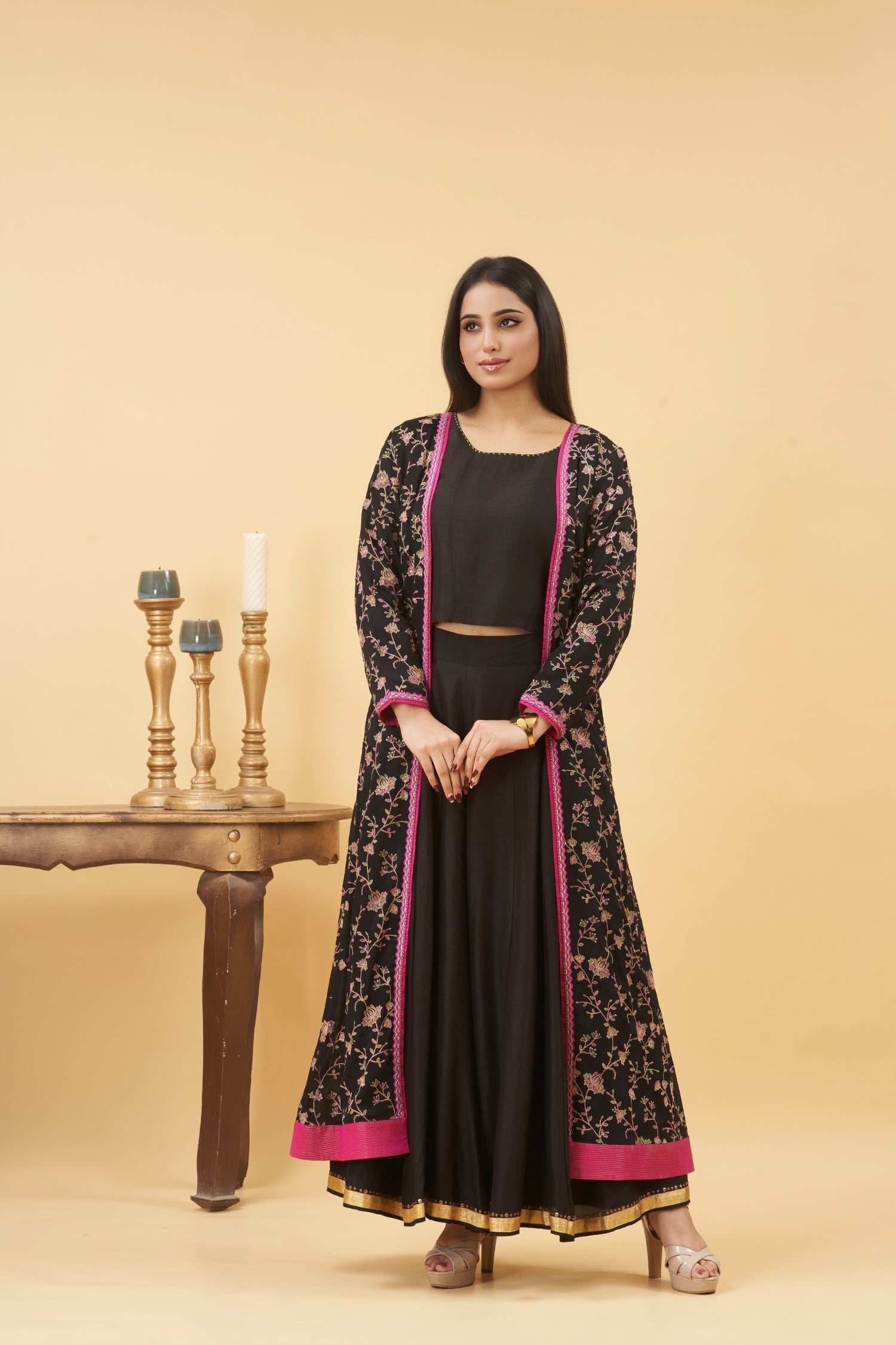 Black Jacket Palazzo Set