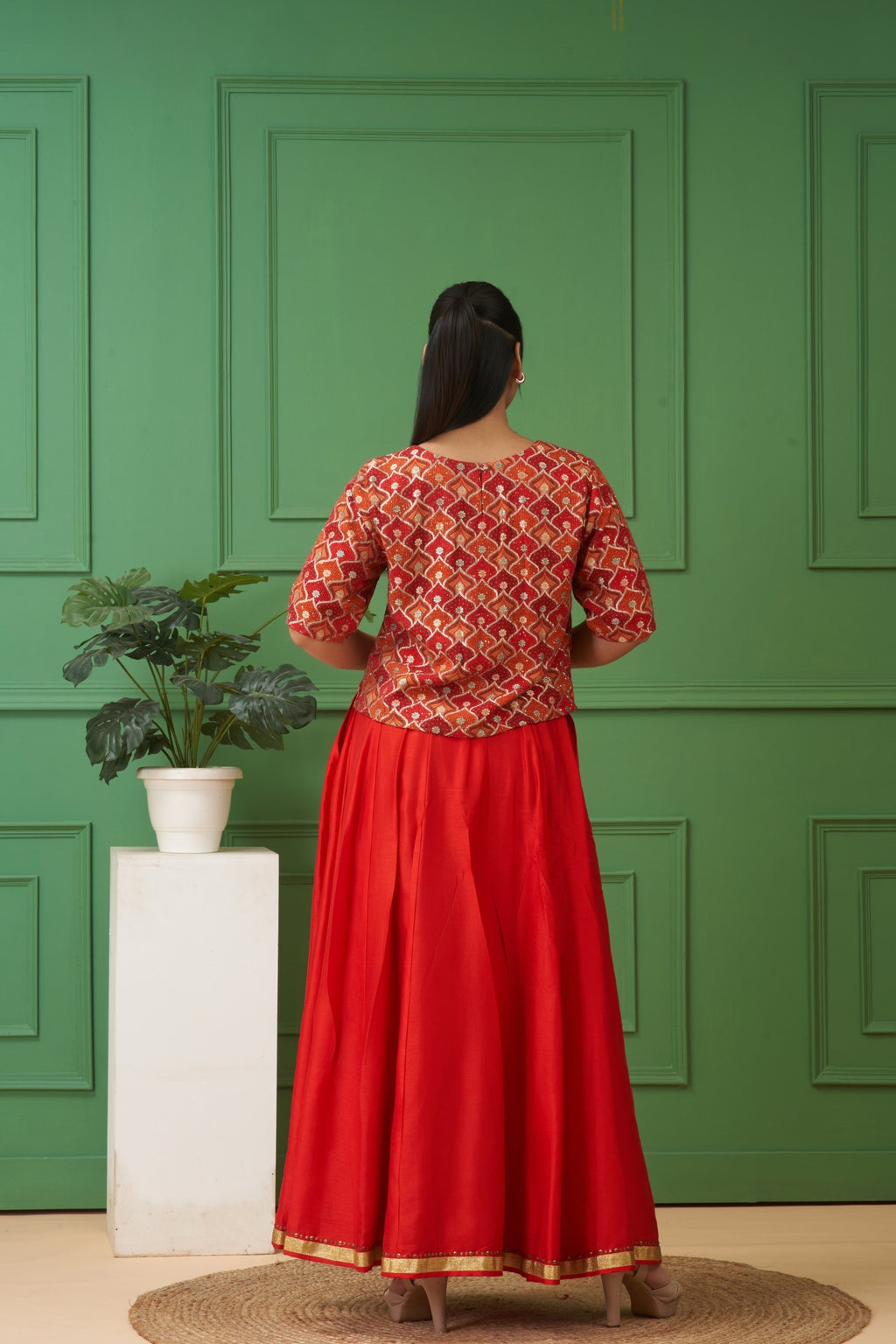Red Co-ord Skirt Set