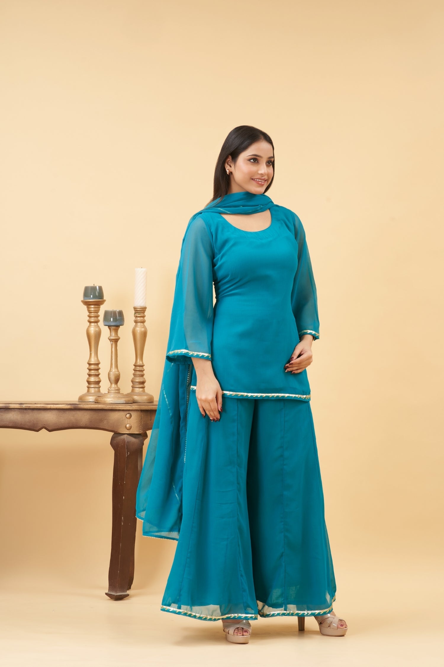Turquoise Sharara Set