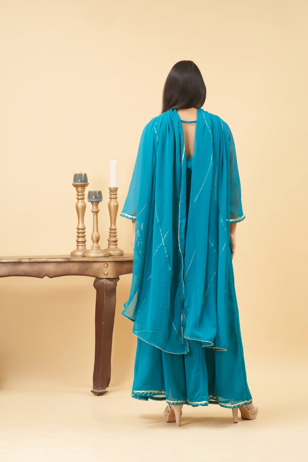Turquoise Sharara Set