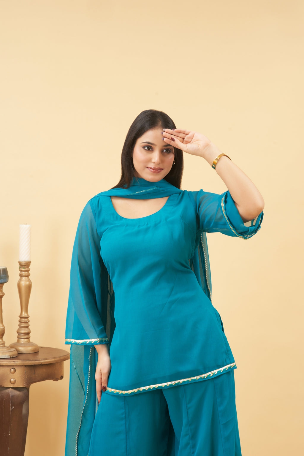 Turquoise Sharara Set