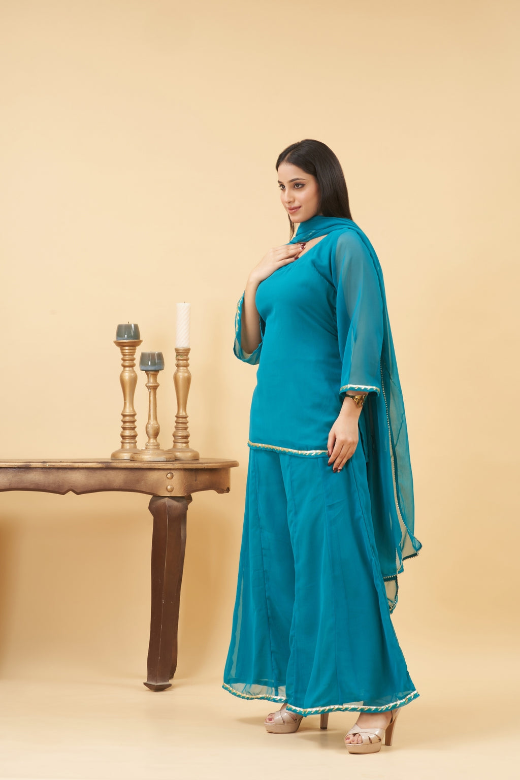 Turquoise Sharara Set