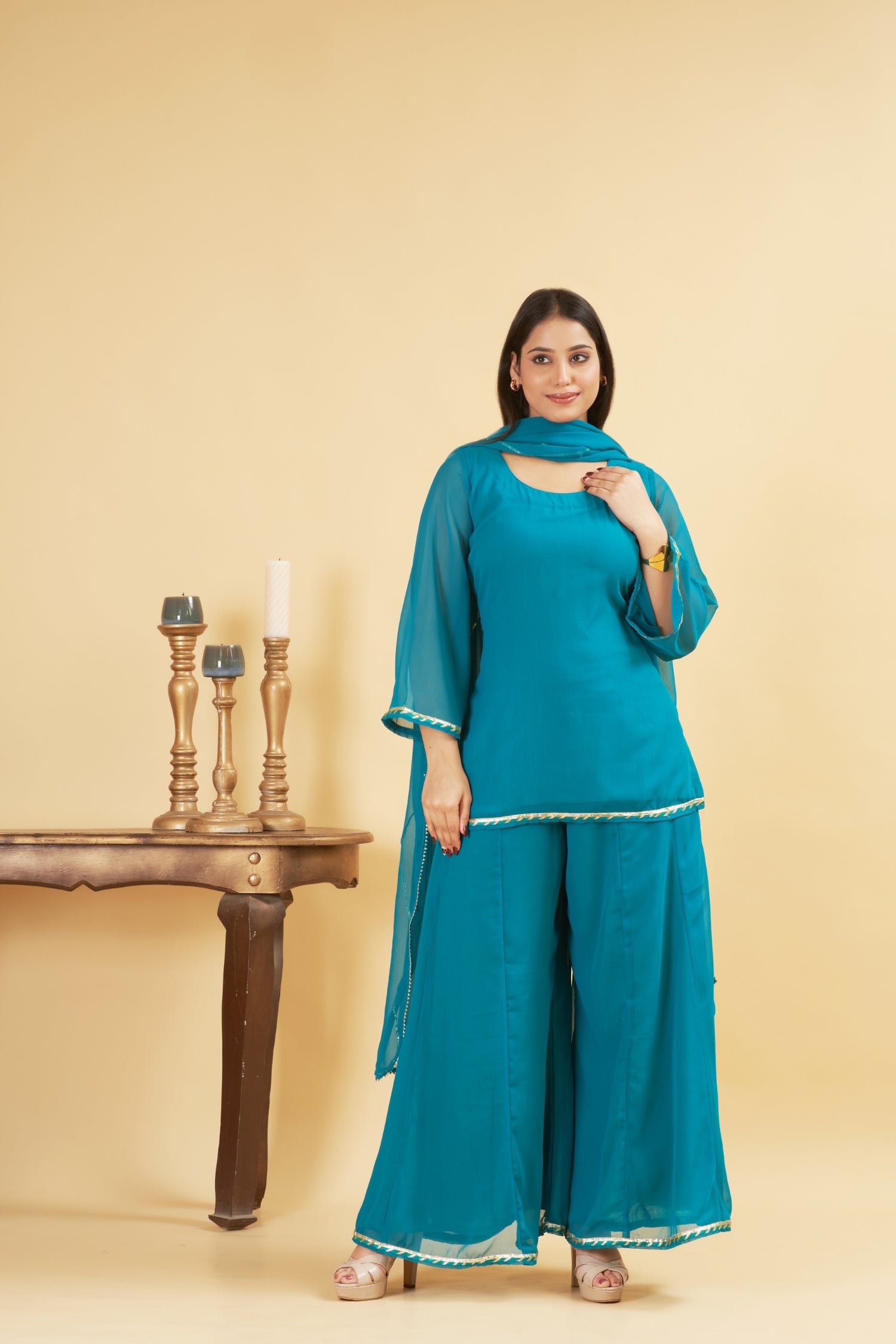 Turquoise Sharara Set