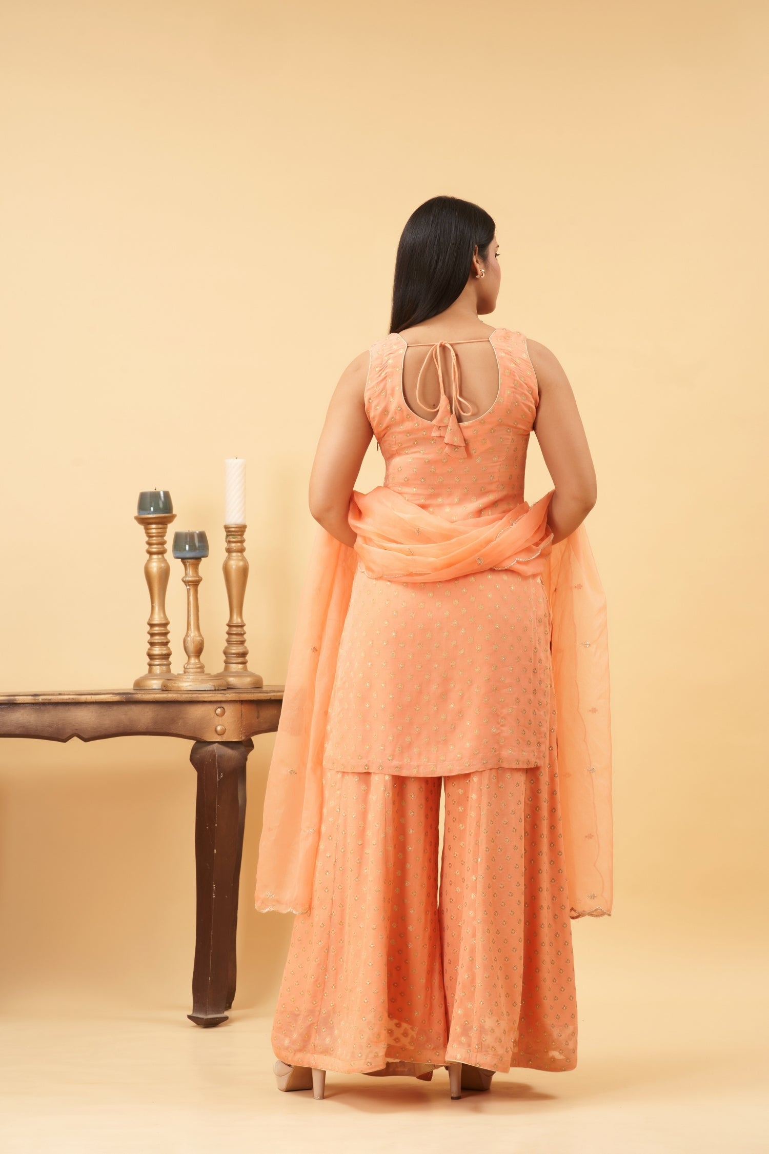 Peach Sharara Set