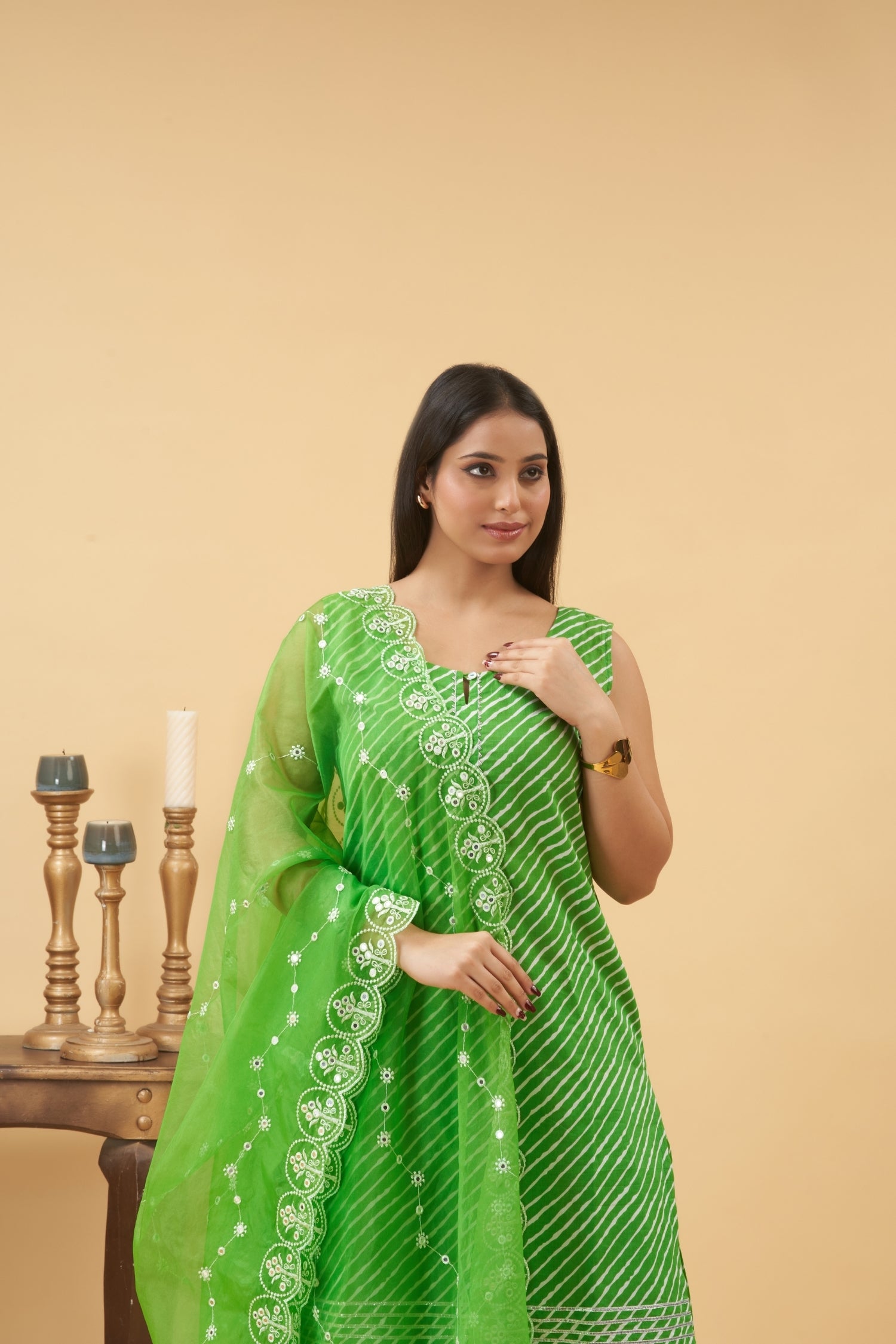 Green Lehariya Palazzo Set