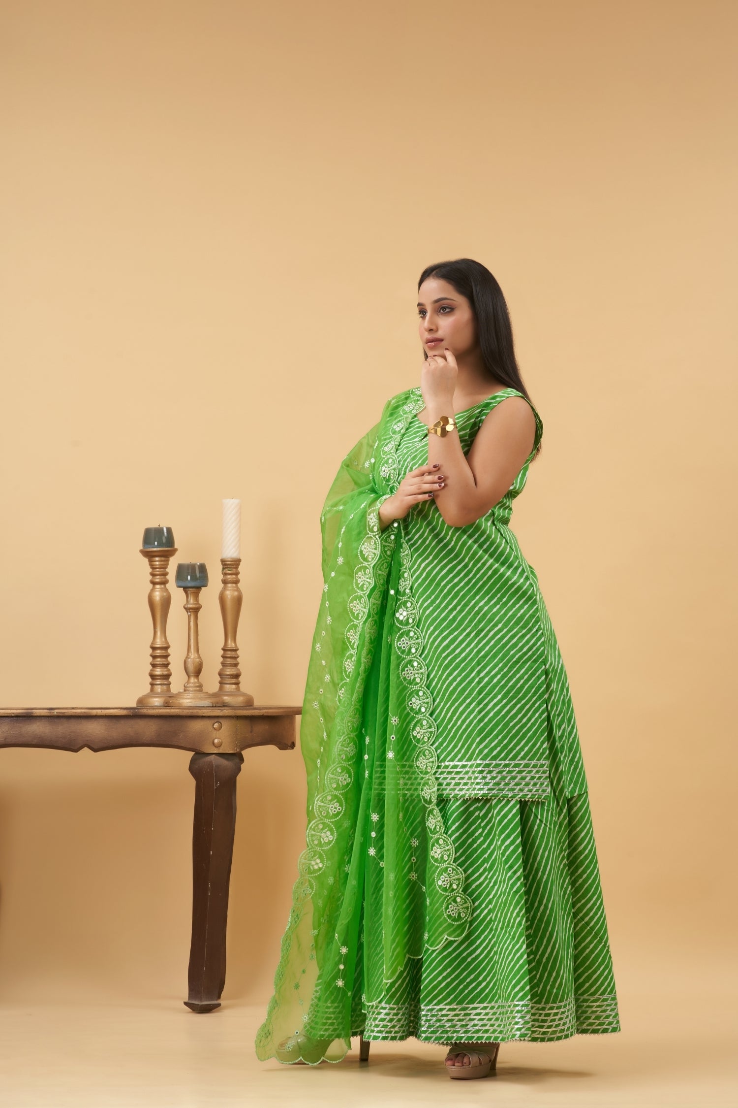 Green Lehariya Palazzo Set
