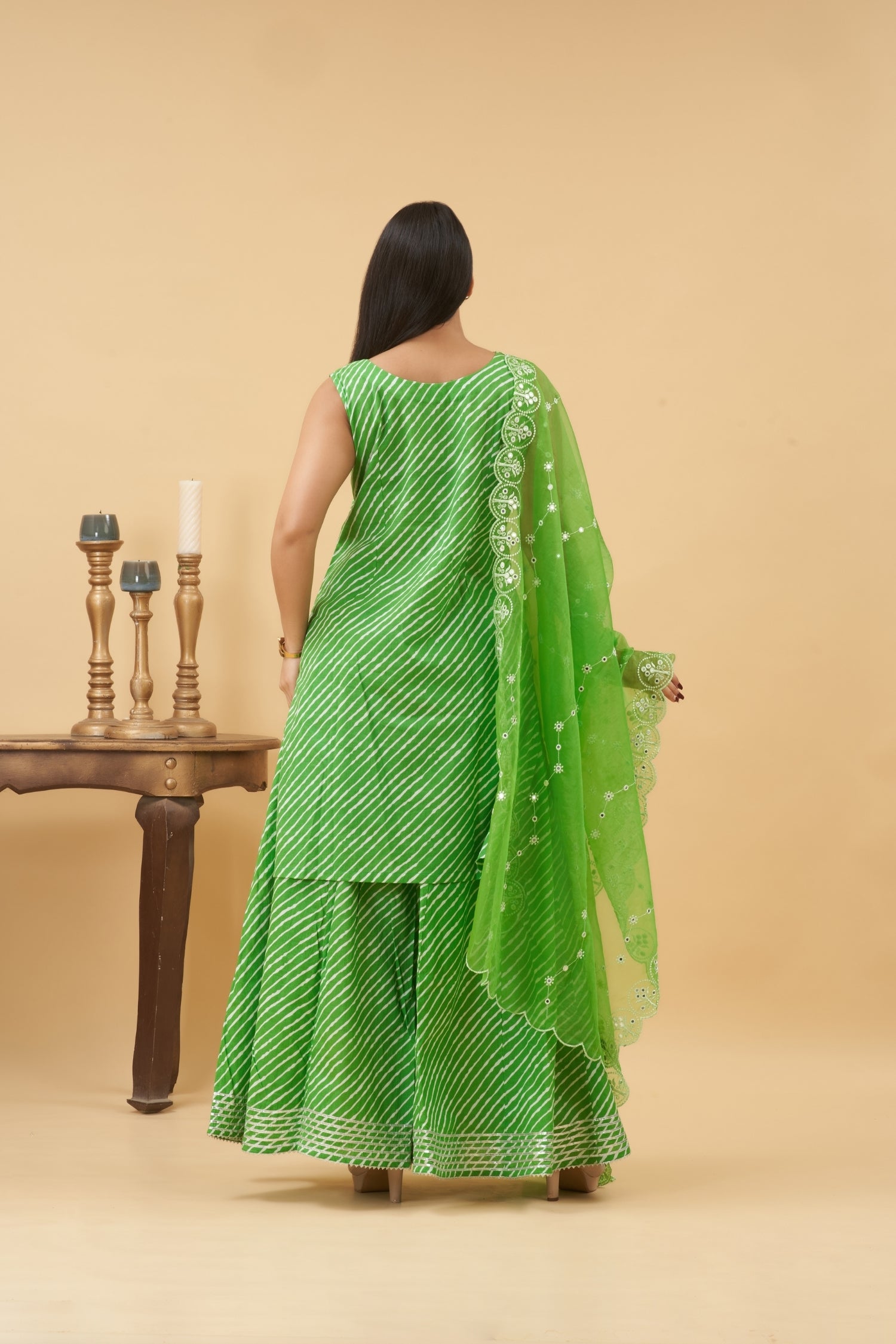 Green Lehariya Palazzo Set