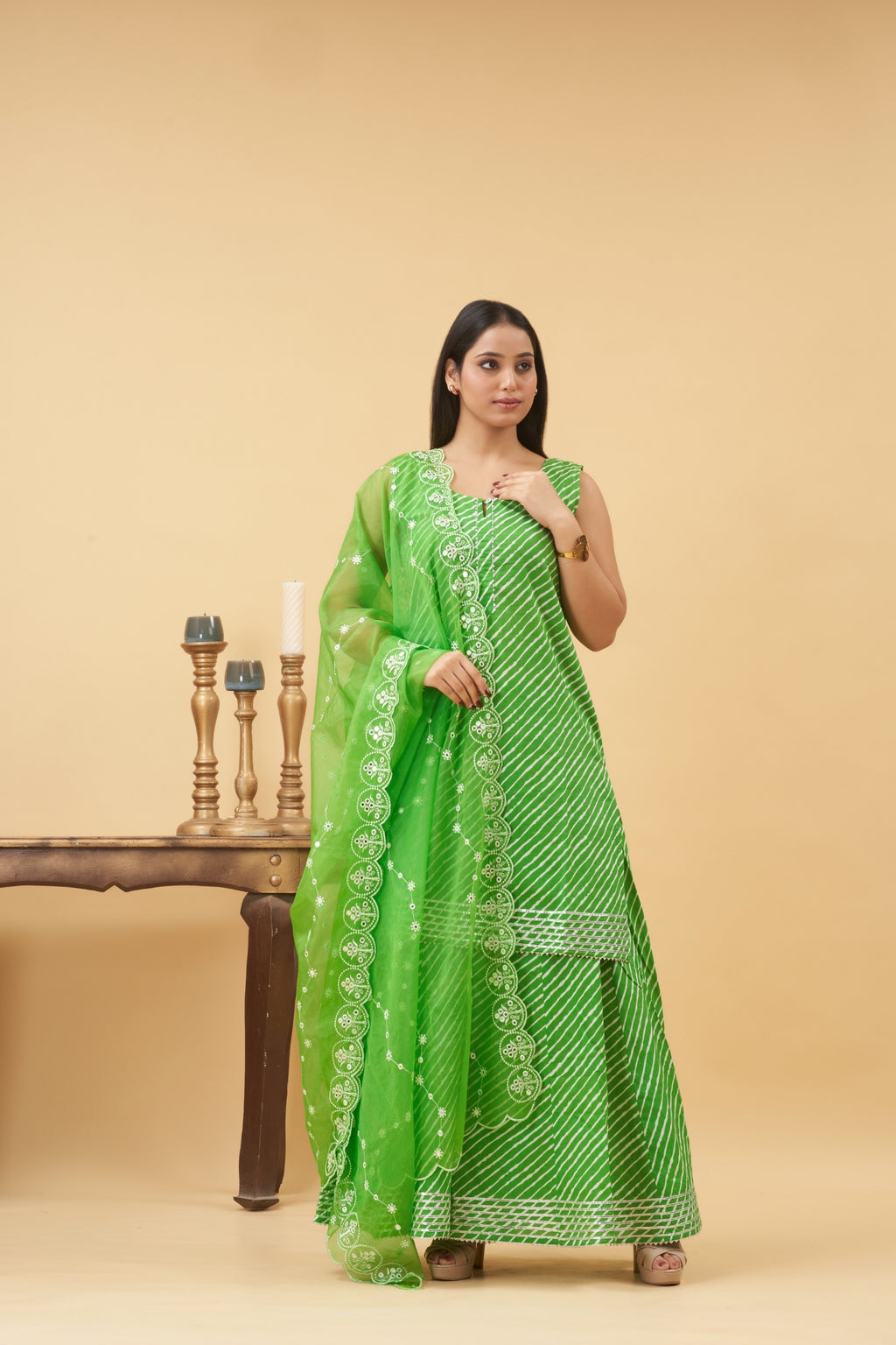 Green Lehariya Palazzo Set