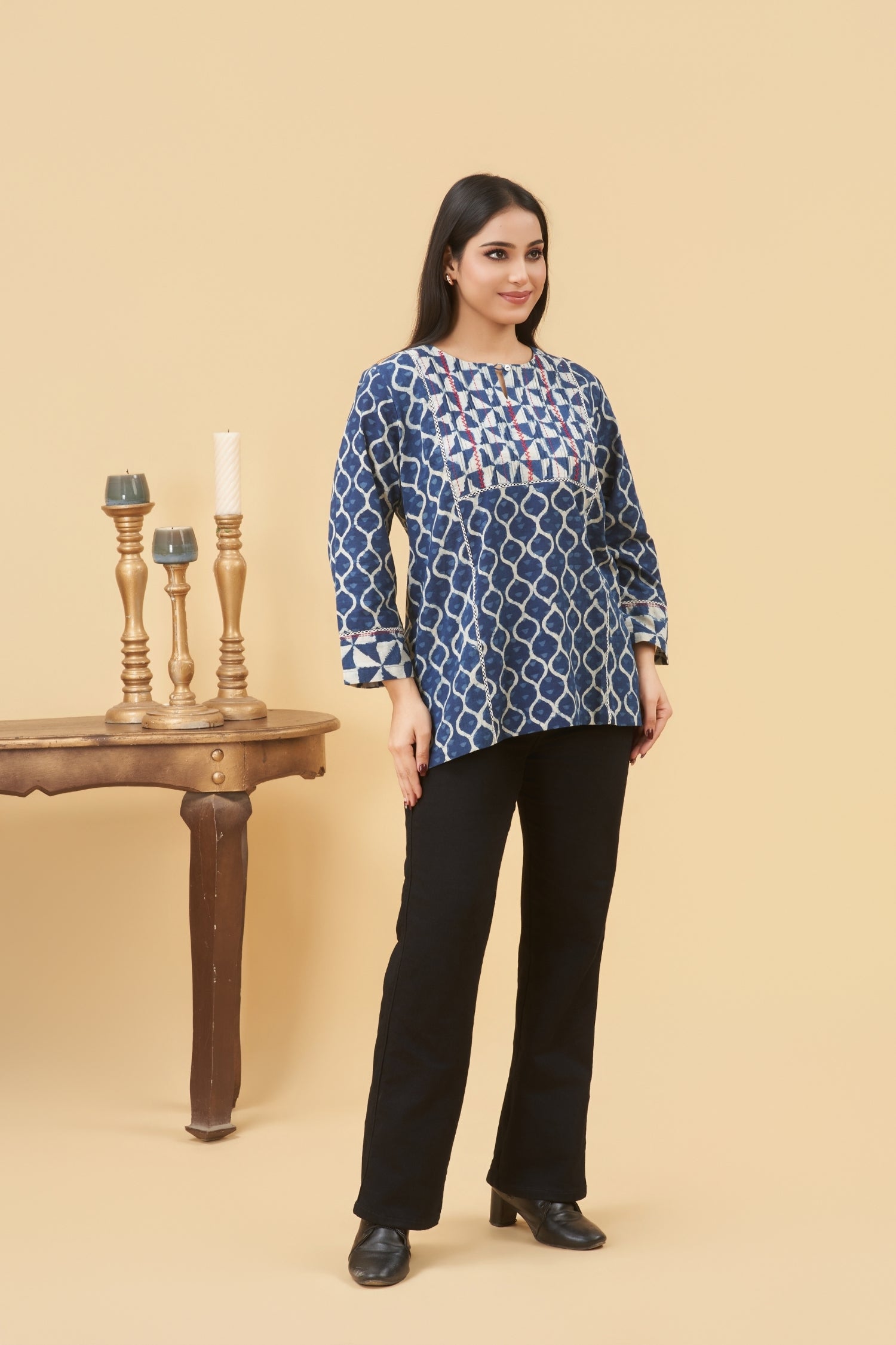 Tara Indigo Yoke Top