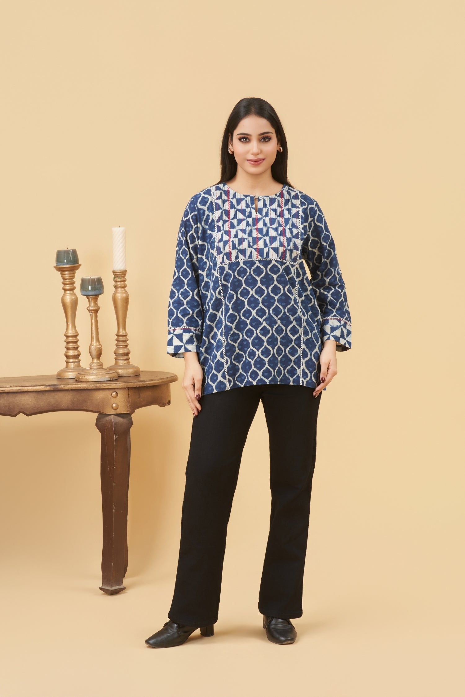 Tara Indigo Yoke Top