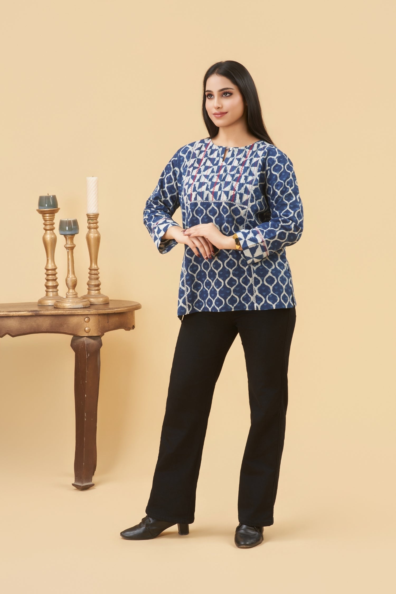 Tara Indigo Yoke Top